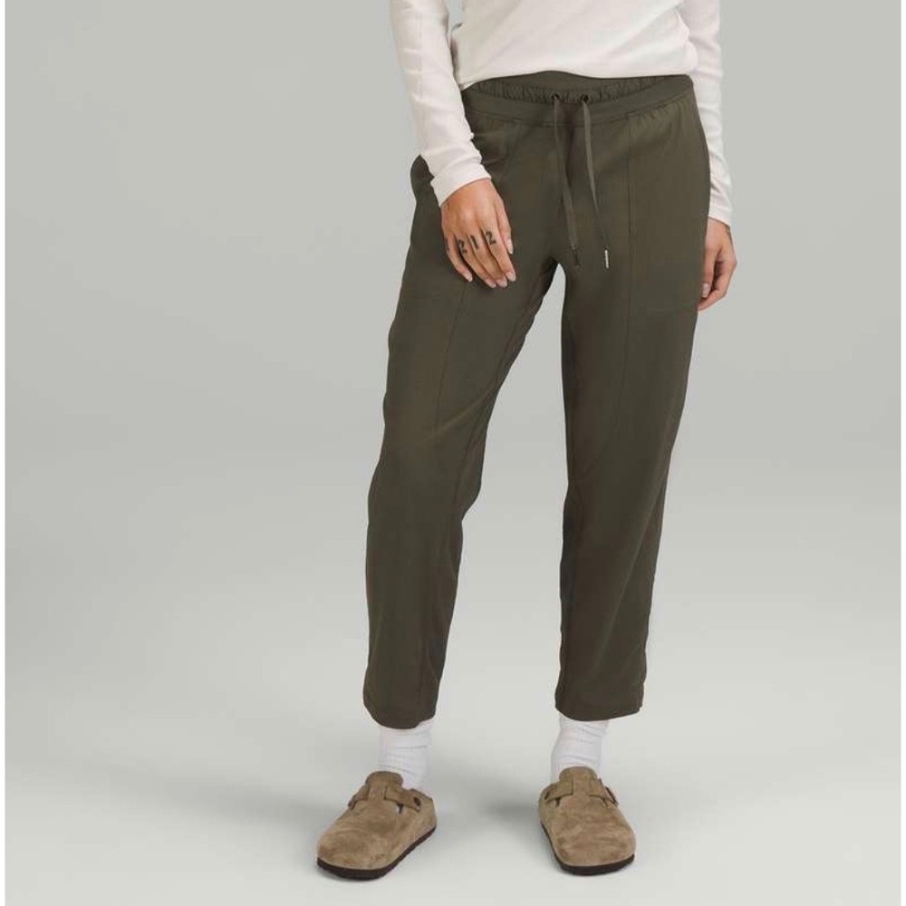 Lululemon Pant Dance Studio Pinstripe Olive Green
